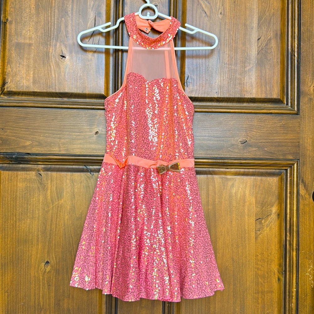 Revolution Shimmering Pink Sequin Kids Dance Costume